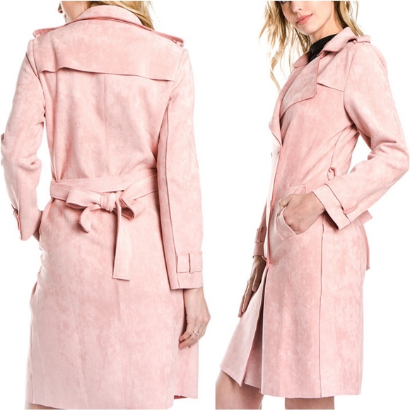 BLUSH faux suede trench coat - Picture 3 of 4